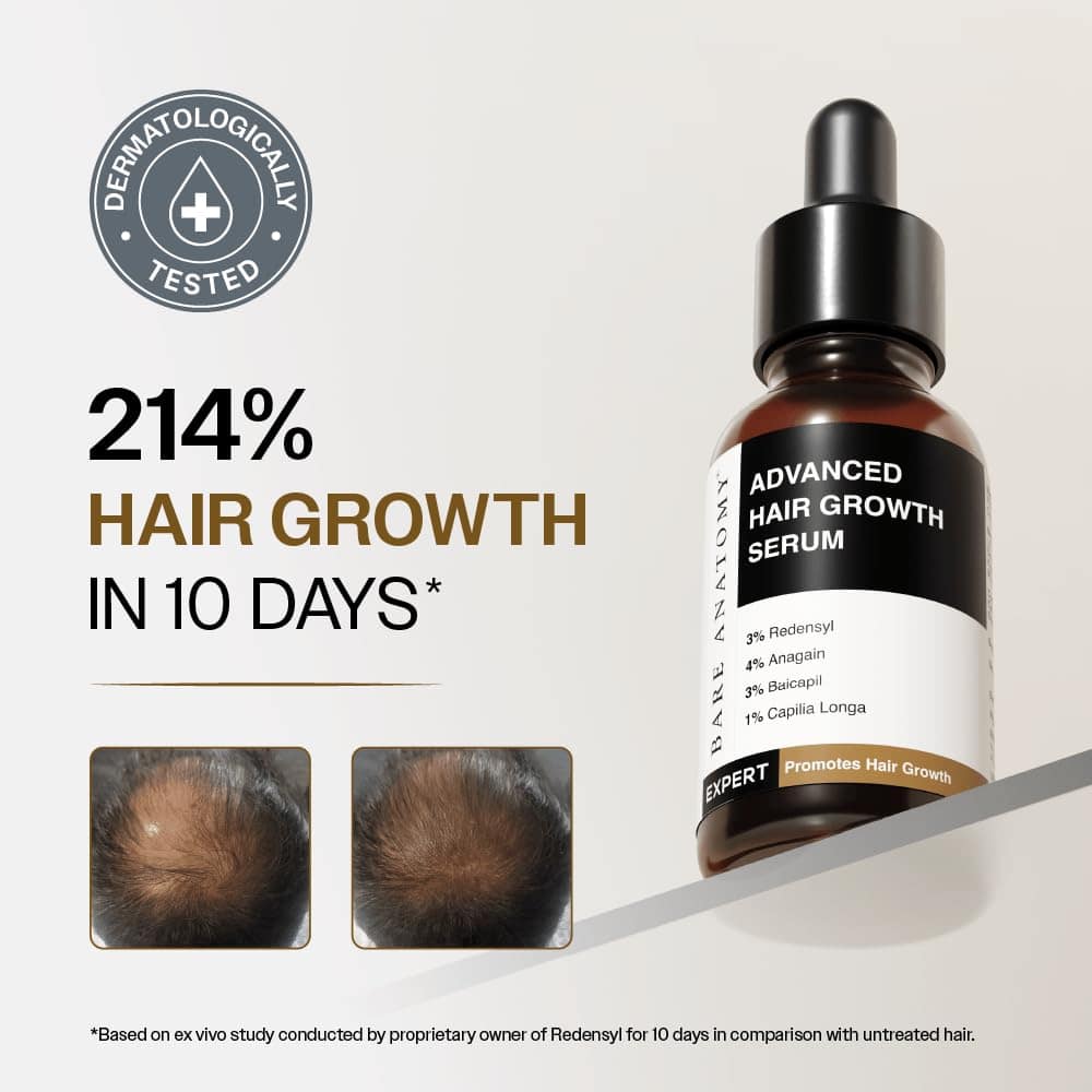 Bare Anatomy Advanced Hair Growth Serum Helps Reduce Hair Fall
With consistent use, many users notice reduced hair shedding and improved hair strength over time.