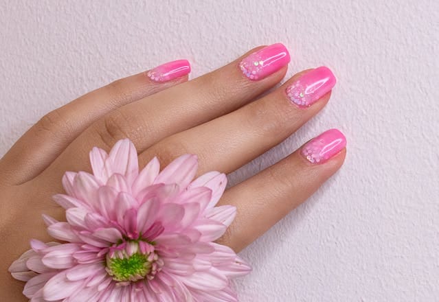 Pink Valentine nails