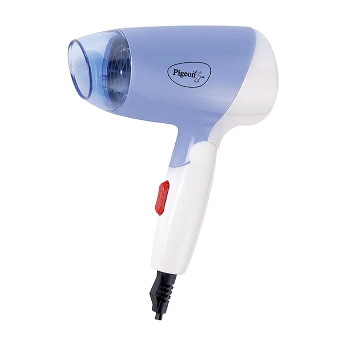 The Pigeon 1000W Hair Dryer is designed for quick, gentle drying. With a compact, foldable handle